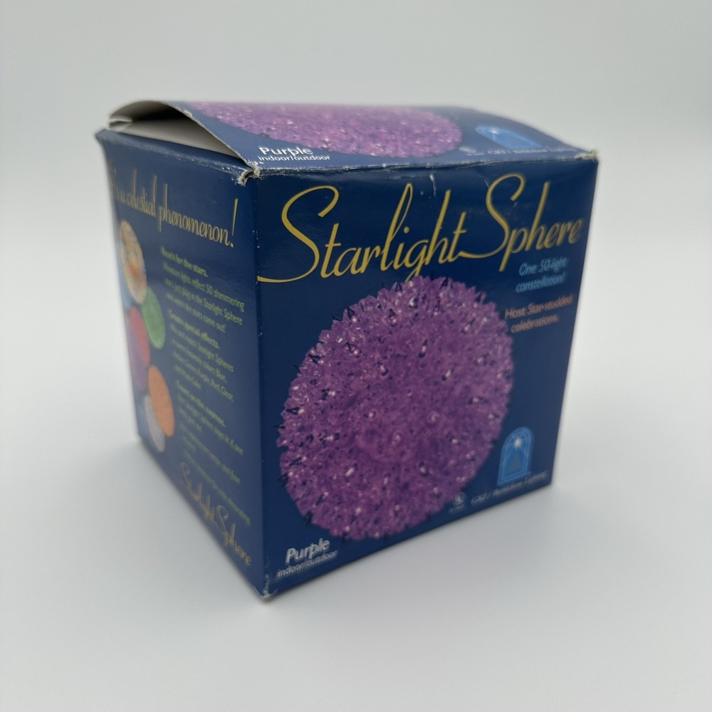 Vintage Starlight Sphere 7.5" Purple 50-Light Ball Christmas Constellation Works